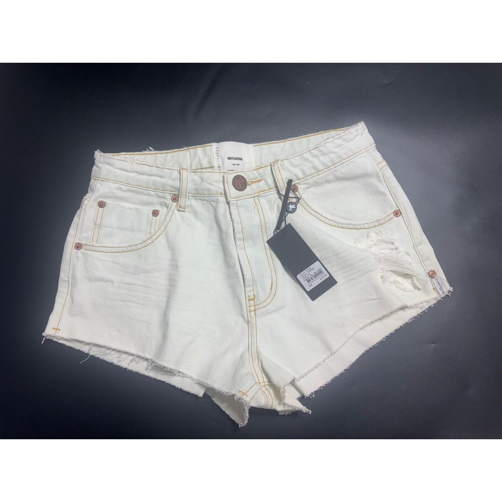 One Teaspoon NWT The One High Waist Cheeky Denim Shorts Xanthe Size 29 MSRP $110 - Picture 2 of 7
